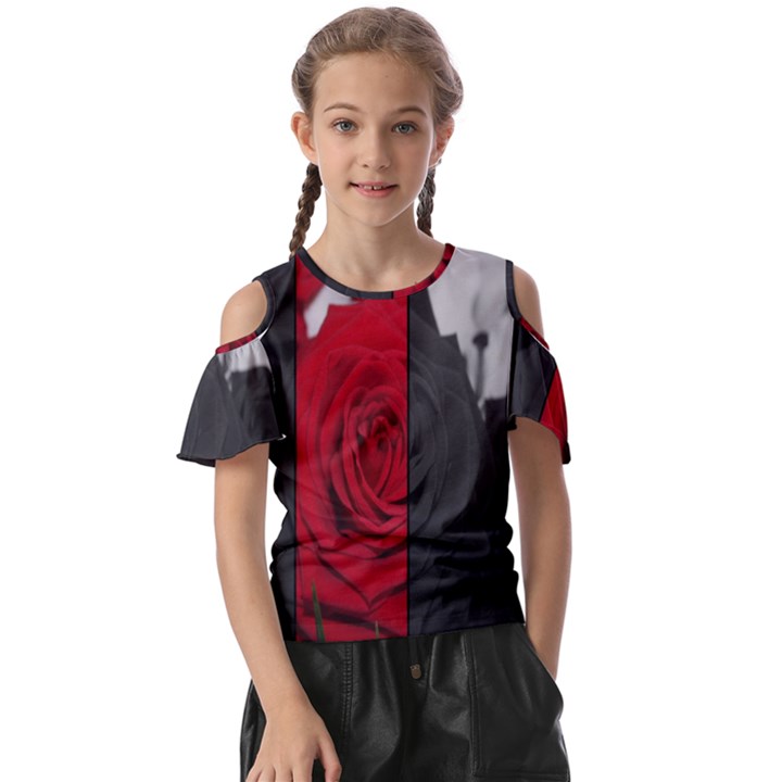 Roses Rouge Fleurs Kids  Butterfly Cutout Tee