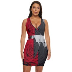 Roses Rouge Fleurs Draped Bodycon Dress