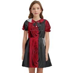 Roses Rouge Fleurs Kids  Bow Tie Puff Sleeve Dress