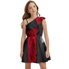 Roses Rouge Fleurs Kids  One Shoulder Party Dress