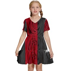 Roses Rouge Fleurs Kids  Short Sleeve Tiered Mini Dress