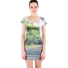 Photo Vue Sur Forêt  Short Sleeve Bodycon Dress by kcreatif