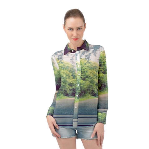 Photo Vue Sur Forêt  Long Sleeve Chiffon Shirt by kcreatif