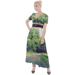 Photo Vue Sur Forêt  Button Up Short Sleeve Maxi Dress by kcreatif