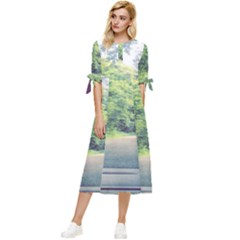 Photo Vue Sur Forêt  Bow Sleeve Chiffon Midi Dress by kcreatif