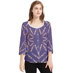 Abstract Pattern Geometric Backgrounds   Chiffon Quarter Sleeve Blouse