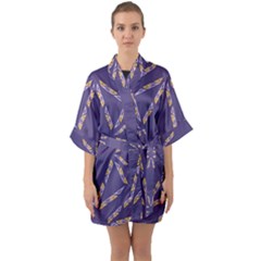 Abstract Pattern Geometric Backgrounds   Half Sleeve Satin Kimono 