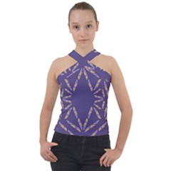 Abstract Pattern Geometric Backgrounds   Cross Neck Velour Top by Eskimos