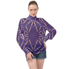 Abstract Pattern Geometric Backgrounds   High Neck Long Sleeve Chiffon Top by Eskimos