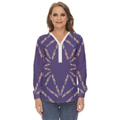 Abstract Pattern Geometric Backgrounds   Zip Up Long Sleeve Blouse