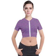 Abstract Pattern Geometric Backgrounds   Short Sleeve Cropped Jacket by Eskimos