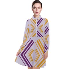 Abstract Geometric Design    Long Sleeve Chiffon Shirt Dress by Eskimos