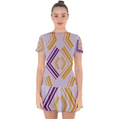 Abstract Geometric Design    Drop Hem Mini Chiffon Dress