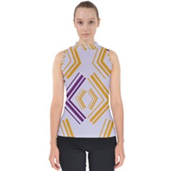 Abstract Geometric Design    Mock Neck Shell Top by Eskimos