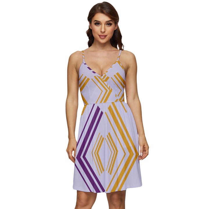 Abstract geometric design    V-Neck Pocket Summer Dress 