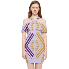 Abstract Geometric Design    Shoulder Frill Bodycon Summer Dress by Eskimos