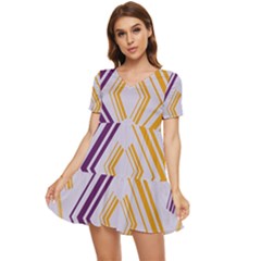 Abstract Geometric Design    Tiered Short Sleeve Babydoll Dress