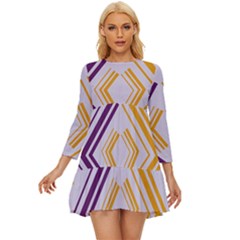 Abstract Geometric Design    Long Sleeve Babydoll Dress