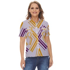 Abstract Geometric Design    Women s Short Sleeve Double Pocket Shirt