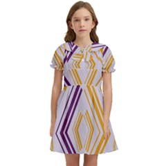 Abstract Geometric Design    Kids  Bow Tie Puff Sleeve Dress