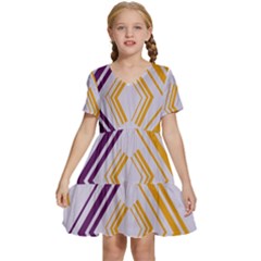 Abstract Geometric Design    Kids  Short Sleeve Tiered Mini Dress by Eskimos