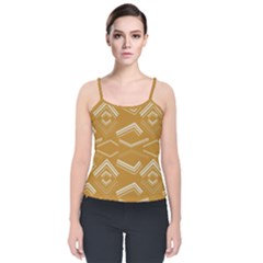 Abstract Geometric Design    Velvet Spaghetti Strap Top by Eskimos