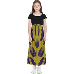 Folk Flowers Print Floral Pattern Ethnic Art Kids  Flared Maxi Skirt by Eskimos