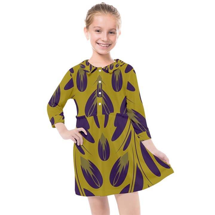 Folk flowers print Floral pattern Ethnic art Kids  Quarter Sleeve Shirt Dress