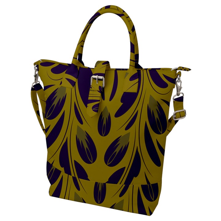 Folk flowers print Floral pattern Ethnic art Buckle Top Tote Bag