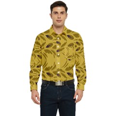 Folk Flowers Print Floral Pattern Ethnic Art Men s Long Sleeve Pocket Shirt  by Eskimos