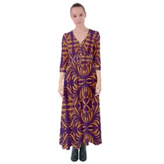 Folk Flowers Print Floral Pattern Ethnic Art Button Up Maxi Dress by Eskimos