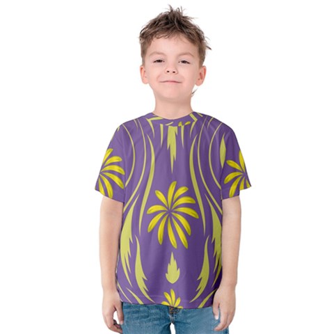 Folk Flowers Print Floral Pattern Ethnic Art Kids  Cotton Tee by Eskimos