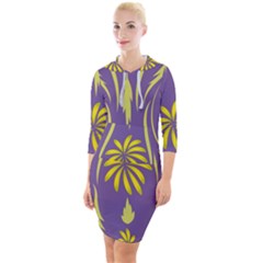 Folk Flowers Print Floral Pattern Ethnic Art Quarter Sleeve Hood Bodycon Dress by Eskimos