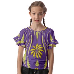 Folk Flowers Print Floral Pattern Ethnic Art Kids  Cut Out Flutter Sleeves