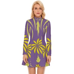 Folk Flowers Print Floral Pattern Ethnic Art Long Sleeve Velour Longline Dress by Eskimos