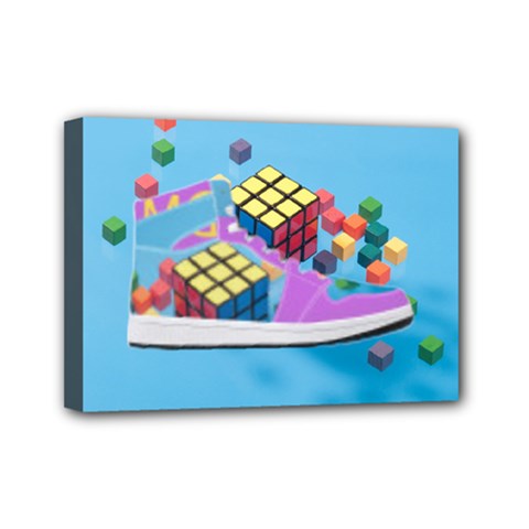 Floating-cubes-on-blue Backgrounderaser 20220422 203144521 Backgrounderaser 20220422 203216276 Mini Canvas 7  X 5  (stretched) by marthatravis1968