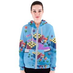 Floating-cubes-on-blue Backgrounderaser 20220422 203144521 Backgrounderaser 20220422 203216276 Women s Zipper Hoodie