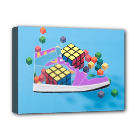 Floating-cubes-on-blue Backgrounderaser 20220422 203144521 Backgrounderaser 20220422 203216276 Deluxe Canvas 16  X 12  (stretched)  by marthatravis1968