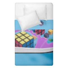 Floating-cubes-on-blue Backgrounderaser 20220422 203144521 Backgrounderaser 20220422 203216276 Duvet Cover Double Side (single Size) by marthatravis1968