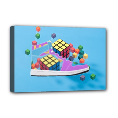 Floating-cubes-on-blue Backgrounderaser 20220422 203144521 Backgrounderaser 20220422 203216276 Deluxe Canvas 18  X 12  (stretched) by marthatravis1968