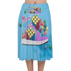 Floating-cubes-on-blue Backgrounderaser 20220422 203144521 Backgrounderaser 20220422 203216276 Velvet Flared Midi Skirt