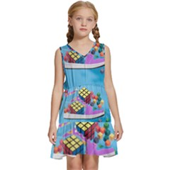 Floating-cubes-on-blue Backgrounderaser 20220422 203144521 Backgrounderaser 20220422 203216276 Kids  Sleeveless Tiered Mini Dress by marthatravis1968