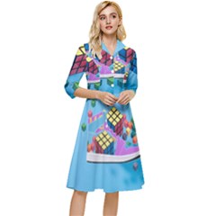 Floating-cubes-on-blue Backgrounderaser 20220422 203144521 Backgrounderaser 20220422 203216276 Classy Knee Length Dress