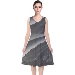 Olympus Mount National Park, Greece V-neck Midi Sleeveless Dress  by dflcprints