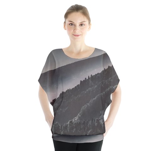 Olympus Mount National Park, Greece Batwing Chiffon Blouse by dflcprints