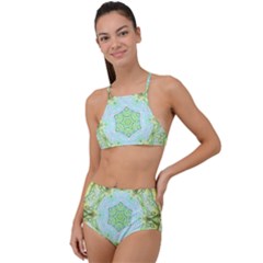 Green Marble High Waist Tankini Set