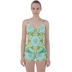 Green Marble Tie Front Two Piece Tankini