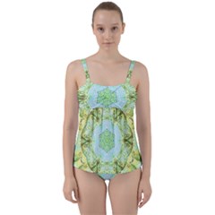 Green Marble Twist Front Tankini Set by 3cl3ctix