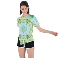 Green Marble Asymmetrical Short Sleeve Sports Tee by 3cl3ctix