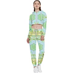 Green Marble Cropped Zip Up Lounge Set by 3cl3ctix